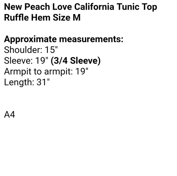 Peach Love California Tunic Top Ruffle Hem Size M - Picture 6 of 6